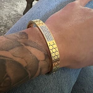 Honeycomb 18k Gold Plated Bracelet with Silver Accents